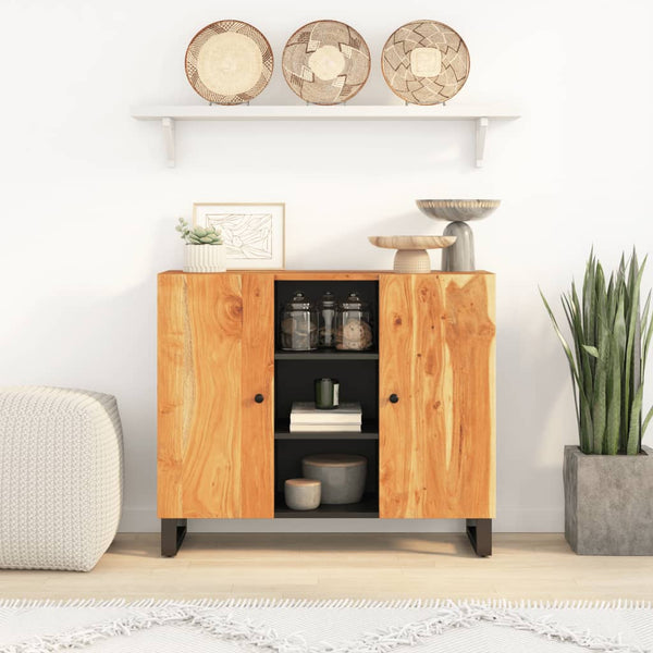 Senkki 2 ovella 90x33x75 cm täysi akasiapuu