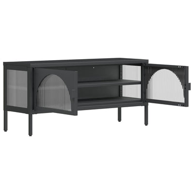 TV-taso musta 105x35x50 cm lasi ja teräs