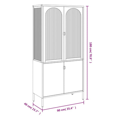 Kaappi musta 90x40x180 cm lasi ja teräs