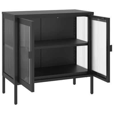 Senkki musta 70x35x70 cm lasi ja teräs