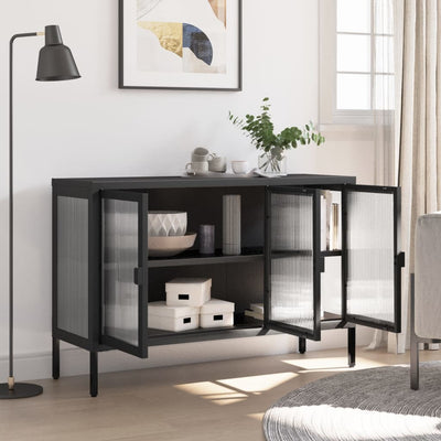 Senkki musta 105x35x70 cm lasi ja teräs
