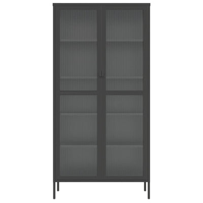 Kaappi musta 85x40x180 cm lasi ja teräs