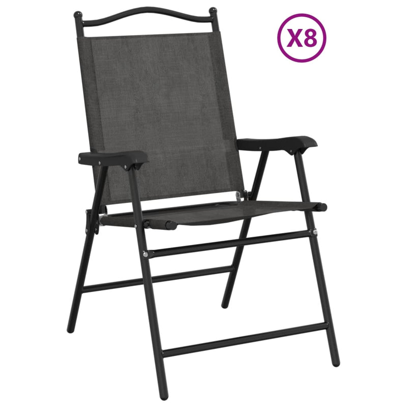 Harmaa kokoontaittuvat puutarhatuolit Agnisie 8 kpl (teräs ja textilene)
