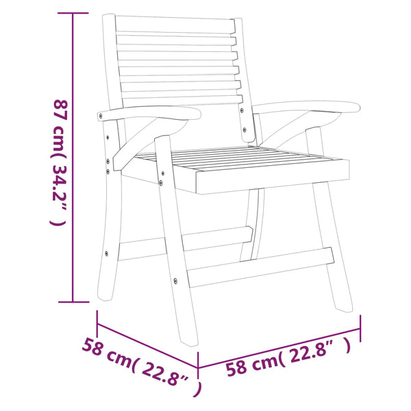 Puutarhatuolit 4 kpl 58x58x87 cm täysi akasiapuu