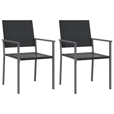 Puutarhatuolit 2 kpl 54x62,5x89 cm musta polyrottinki