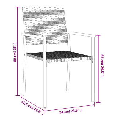 Puutarhatuolit 2 kpl 54x62,5x89 cm musta polyrottinki