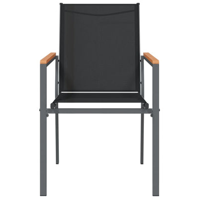 Puutarhatuolit 2 kpl 55x61,5x90 cm musta Textilene ja teräs