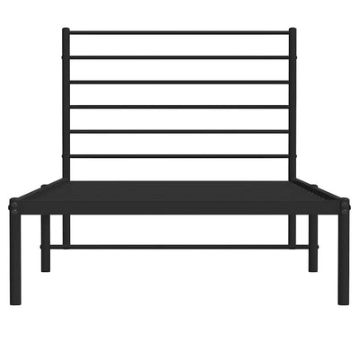 Musta metallinen sängynrunko päädyllä Petronius 90x200cm