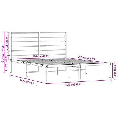 Musta metallinen sängynrunko päädyllä Petronius 120x200cm