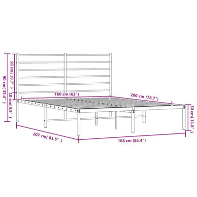 Musta metallinen sängynrunko päädyllä Petronius 160x200cm