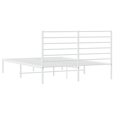 Valkoinen metallinen sängynrunko päädyllä Petronius 135x190cm