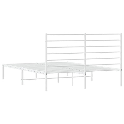 Valkoinen metallinen sängynrunko päädyllä Petronius 160x200cm