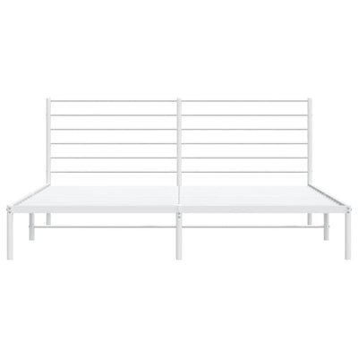 Valkoinen metallinen sängynrunko päädyillä Petronius 180x200cm