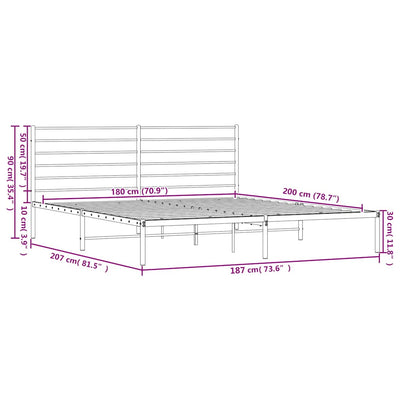 Valkoinen metallinen sängynrunko päädyillä Petronius 180x200cm
