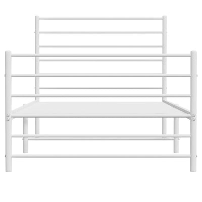 Valkoinen metallinen sängynrunko päädyillä Petronius 100x190cm