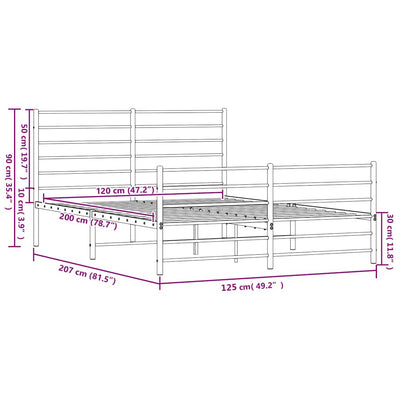 Valkoinen metallinen sängynrunko päädyillä Petronius 120x200cm