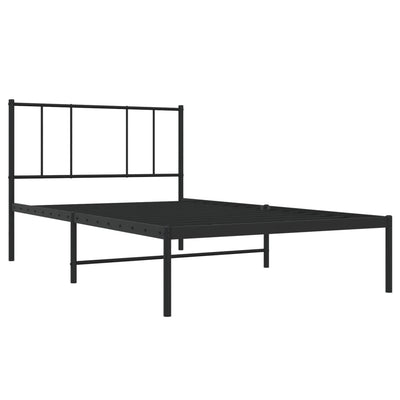Metallinen sängynrunko päädyllä musta 90x200 cm