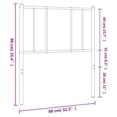 Metallinen sängynpääty musta 75 cm
