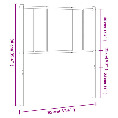 Metallinen sängynpääty musta 90 cm