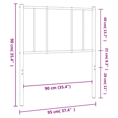 Musta metallinen sängynpääty Javion 90cm