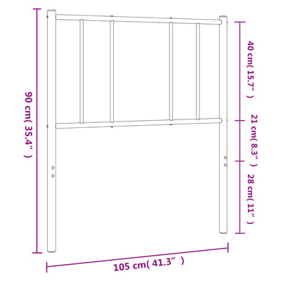 Metallinen sängynpääty musta 100 cm