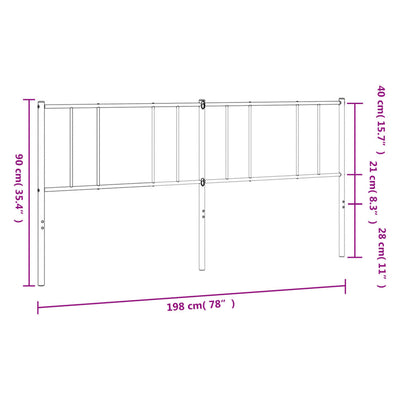 Metallinen sängynpääty musta 193 cm