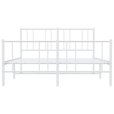 Valkoinen metallinen sängynrunko päädyillä Vilareta 135x190cm