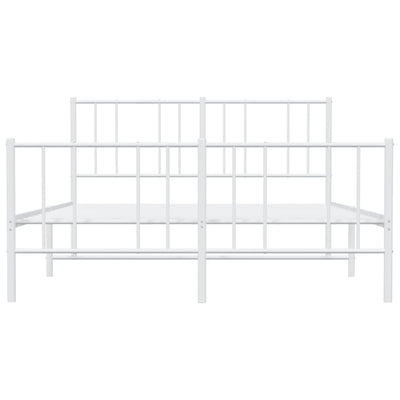 Valkoinen metallinen sängynrunko päädyillä Vilareta 150x200cm