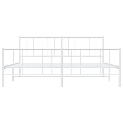 Valkoinen metallinen sängynrunko päädyillä Vilareta 183x213cm