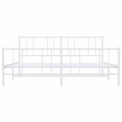 Valkoinen metallinen sängynrunko päädyillä Vilareta 193x203cm