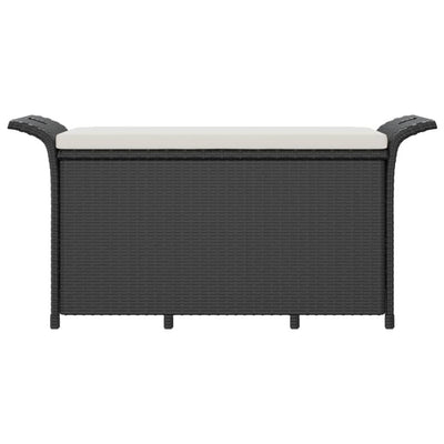 Puutarhapenkki tyynyllä musta 116x46x57 cm polyrottinki