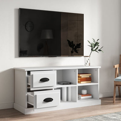 TV-taso valkoinen 102x35,5x47,5 cm tekninen puu