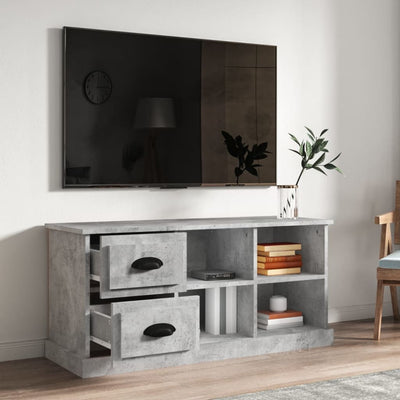 TV-taso betoninharmaa 102x35,5x47,5 cm tekninen puu