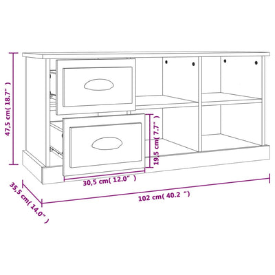 TV-taso harmaa Sonoma 102x35,5x47,5 cm tekninen puu