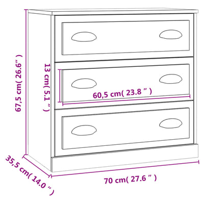 Senkki musta 70x35,5x67,5 cm tekninen puu