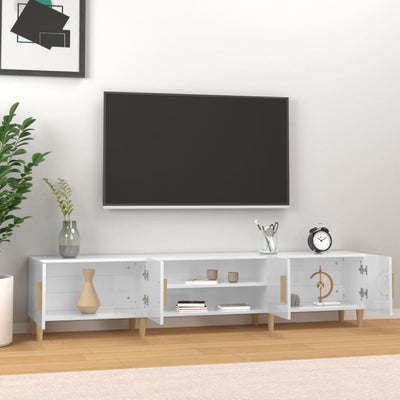 TV-taso korkeakiilto valkoinen 180x31,5x40 cm tekninen puu
