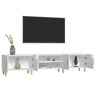 TV-taso korkeakiilto valkoinen 180x31,5x40 cm tekninen puu