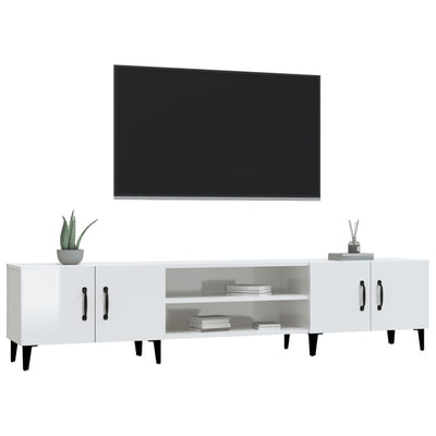 TV-taso korkeakiilto valkoinen 180x31,5x40 cm tekninen puu