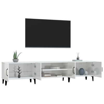TV-taso korkeakiilto valkoinen 180x31,5x40 cm tekninen puu