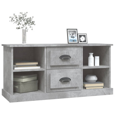 TV-taso betoninharmaa 99,5x35,5x48 cm tekninen puu
