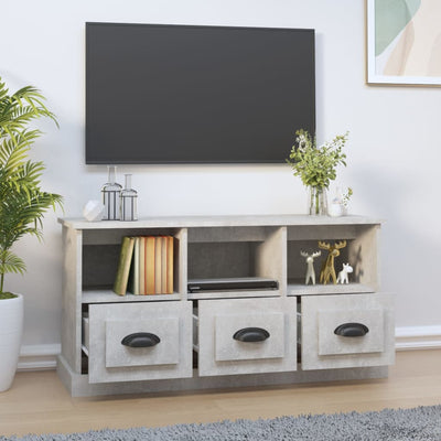 TV-taso betoninharmaa 100x35x50 cm tekninen puu