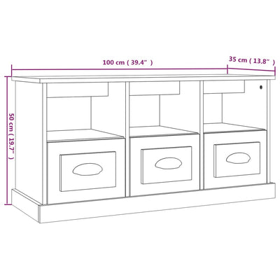 TV-taso betoninharmaa 100x35x50 cm tekninen puu