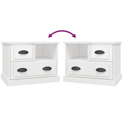 Valkoinen yöpöytä Kodesch 60x39x45cm (korkeakiilto)