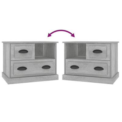 Betoninharmaa yöpöytä Kodesch 60x39x45cm