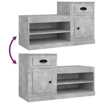 Kenkäkaappi betoninharmaa 100x42x60 cm tekninen puu