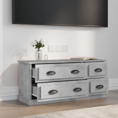 TV-taso betoninharmaa 100x35,5x45 cm tekninen puu