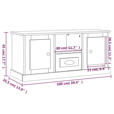 TV-taso harmaa Sonoma 100x35,5x45 cm tekninen puu