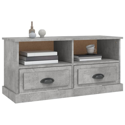 TV-taso betoninharmaa 93x35,5x45 cm tekninen puu