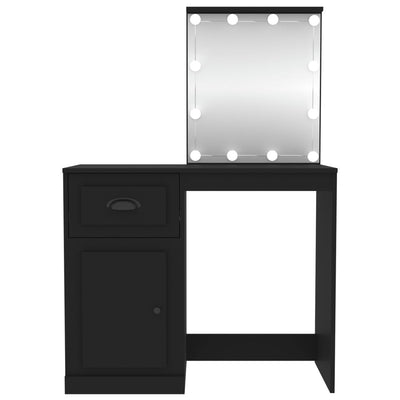 Peilipöytä LED-valoilla musta 90x50x132,5 cm tekninen puu