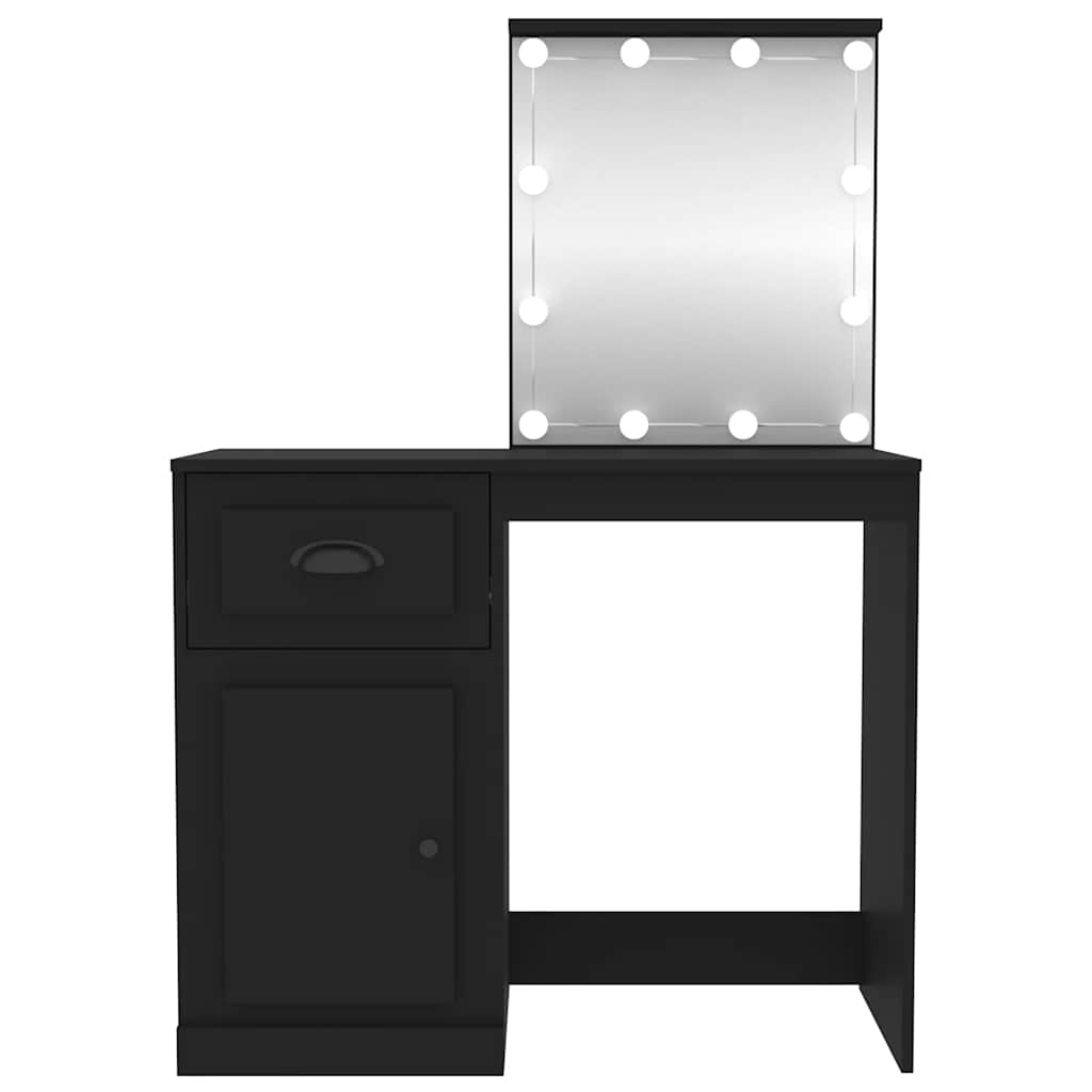 Musta peilipöytä led-valoilla Faur 90x50x132,5cm (puinen)